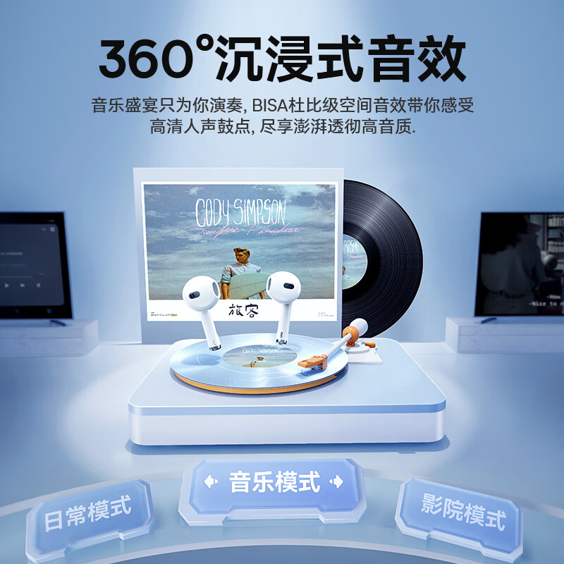 真无线 蓝牙耳机 W04白色高清大图