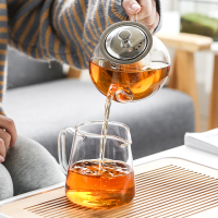 苏氏陶瓷(SUSHI CERAMICS)玻璃茶具套装 储水竹木茶盘高硼璃泡茶壶茶杯组合