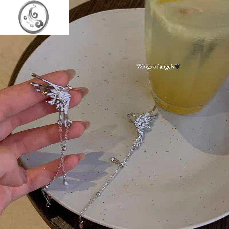 JiMi天使之翼耳夹女ins潮小众轻奢高级设计感蝴蝶流苏无耳洞耳骨夹女