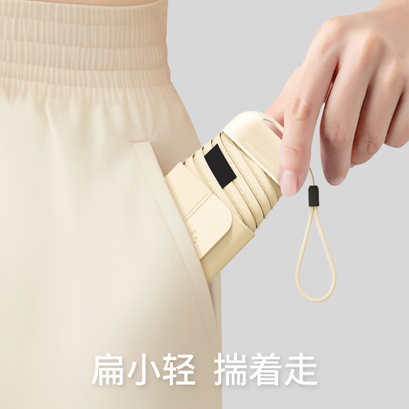 六折太阳透明伞女防晒防紫外线小巧便携遮阳伞晴雨两用迷你卡片口袋伞高清大图