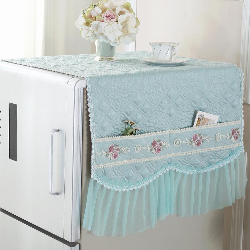 布艺蕾丝冰箱套盖巾帘滚筒式洗衣机盖布单开双开防尘罩