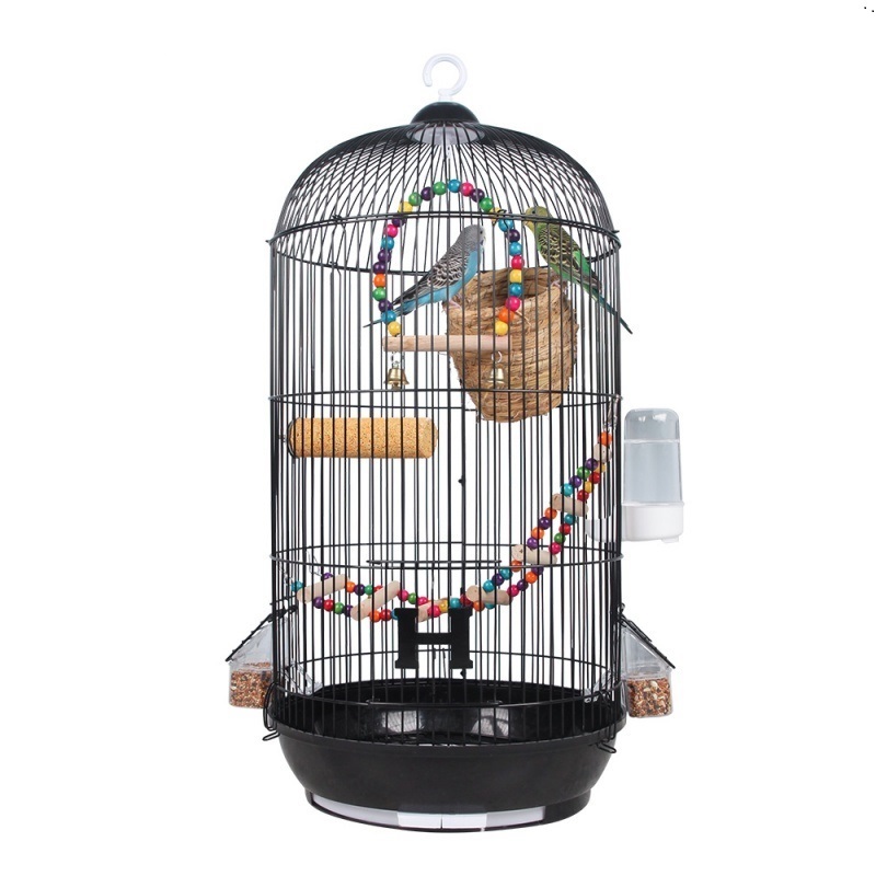 虎皮鹦鹉鸟笼圆形玄凤牡丹八哥文鸟别墅大号铁艺圆笼金属小鸟笼子高清大图