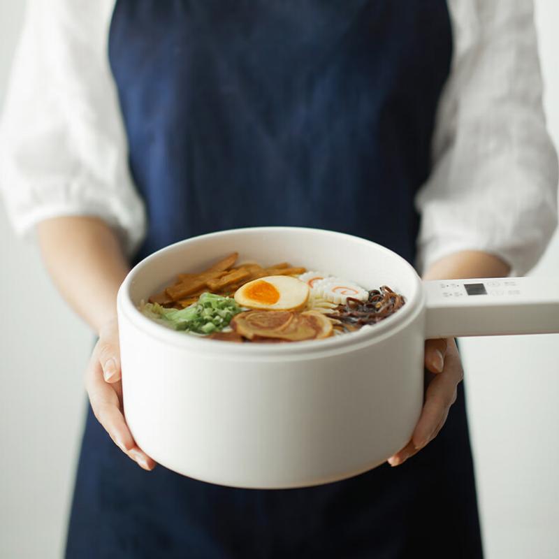 OLAYKS电煮锅智能菜单小电锅电热锅多功能锅煎炒一体锅 2L 智能款带蒸笼 陶白OLK-01-11 / 台