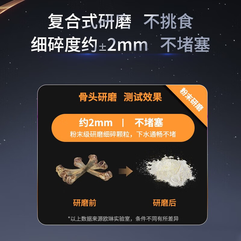 欧琳(OULIN) 家用厨余垃圾粉碎机十五碎渣机可接洗碗机KDS603 3分钟定时无线开关370W高清大图