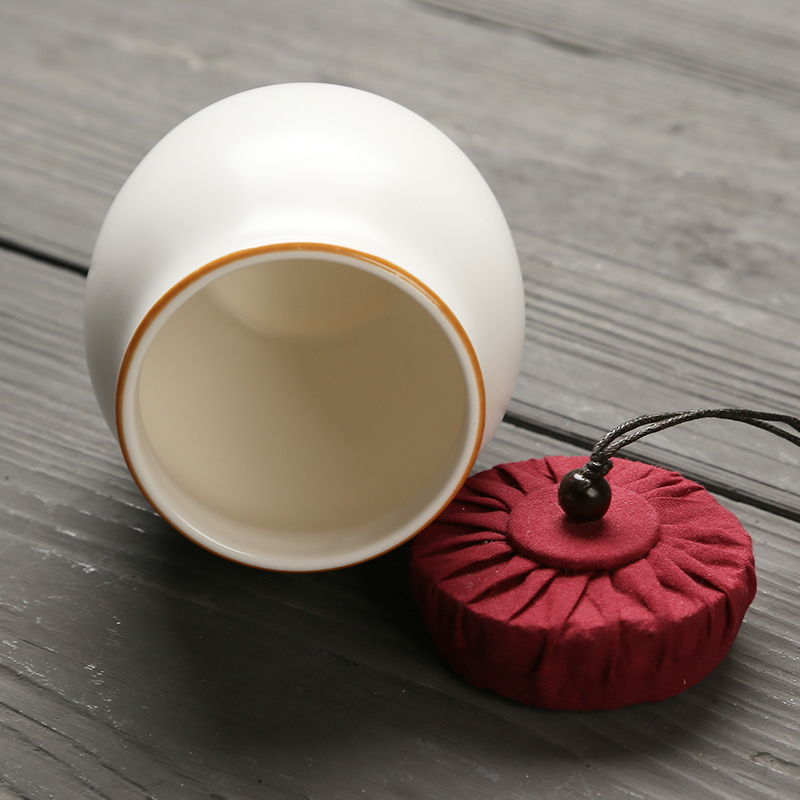 苏氏陶瓷(SUSHI CERAMICS)茶叶罐脂白简约密封罐陶瓷储物罐之茶具配件高清大图