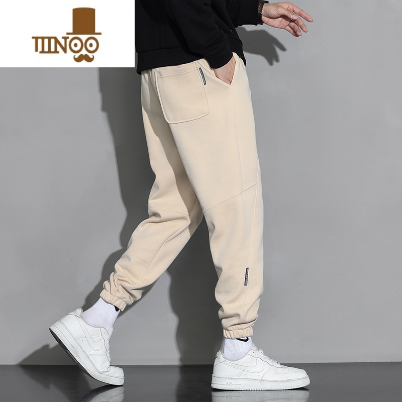 YANXU简约休闲卫裤男士宽松夏季潮流百搭束脚秋季运动工装裤子高清大图