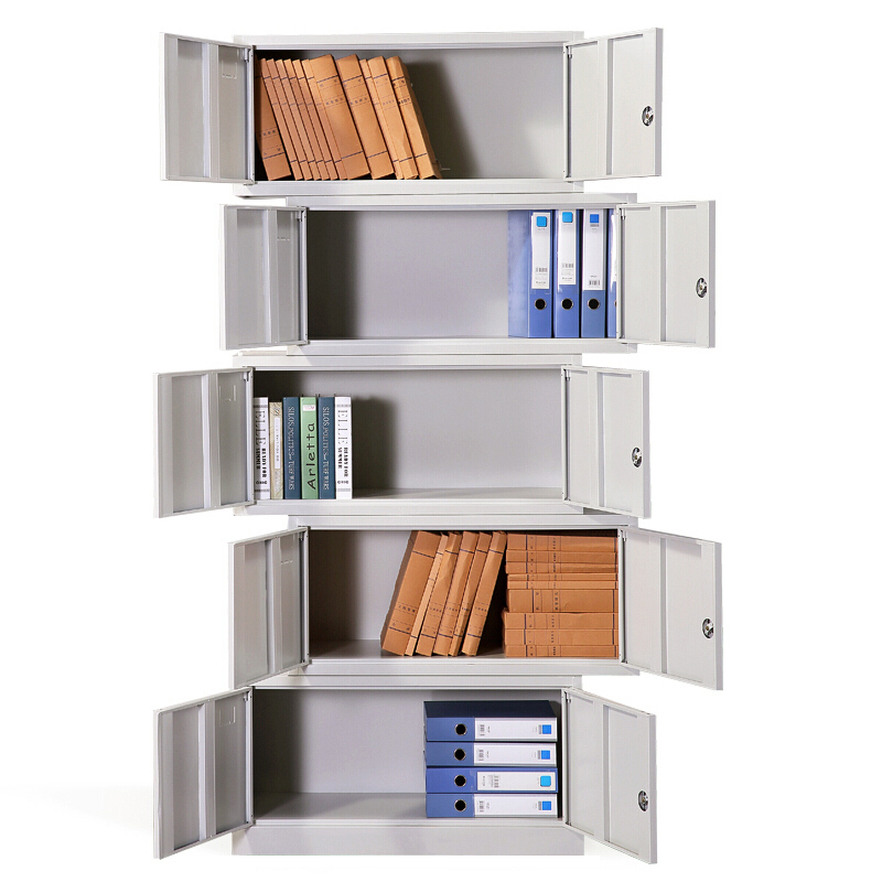 凤凰泾钢制文件柜档案柜财务凭证柜带锁储物柜铁皮柜书柜分五节文件柜高清大图