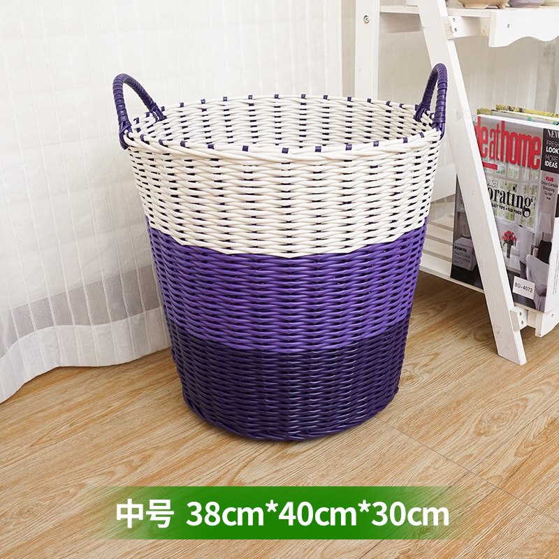 家柏饰(CORATED)塑料脏衣篮衣服收纳筐编织装衣物娄篮子放玩具的蓝框家用洗衣篓桶 经典紫色渐变中号