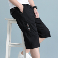 官方正品夏季男士休闲七分裤工装过膝短裤100%纯棉宽松马裤薄款中裤六分裤