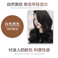 植然魅中华禅洗白转黑洗发露染头发500ml一支彩染发霜盖白发无氨染发剂一洗黑清水植物男女中老年