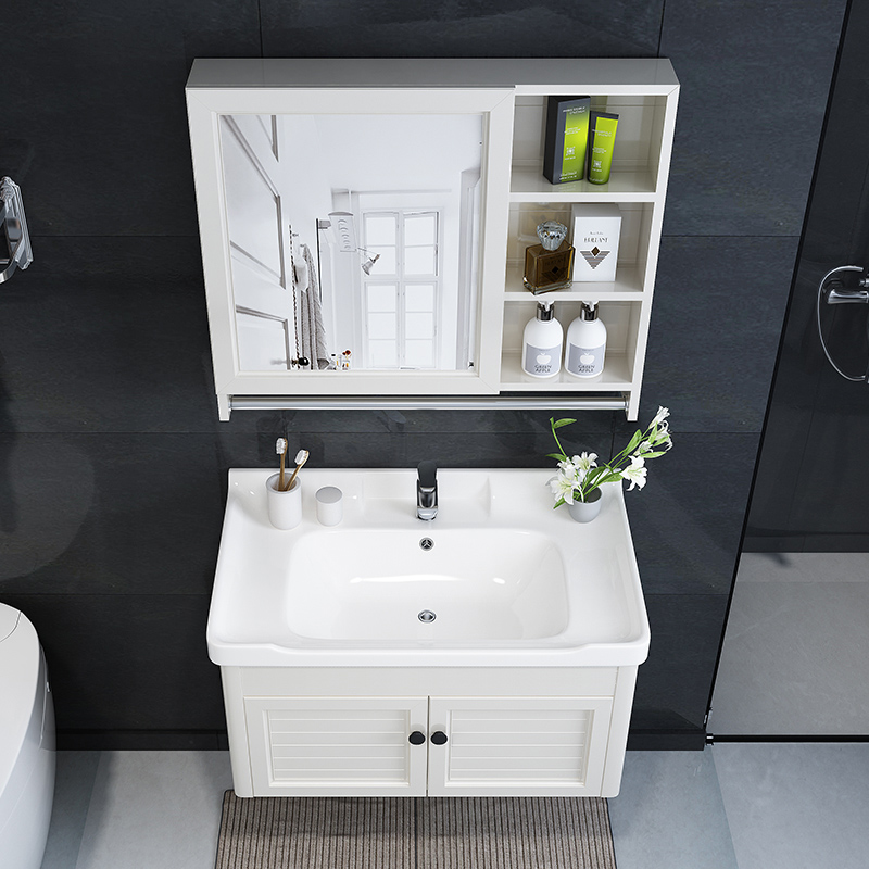 HOROW希箭卫浴简欧风太空铝浴室柜组合卫浴柜洗手盆组合柜(7天内发货)