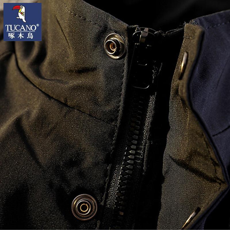 啄木鸟潮流男士2024新款立领保暖纯色潮流宽松休闲工装外套棉衣0高清大图