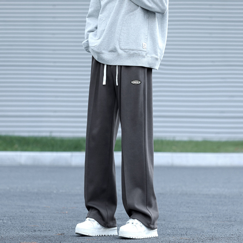 休闲运动裤子男士2024春秋新款潮流宽松直筒卫裤美式百搭阔腿长裤_07