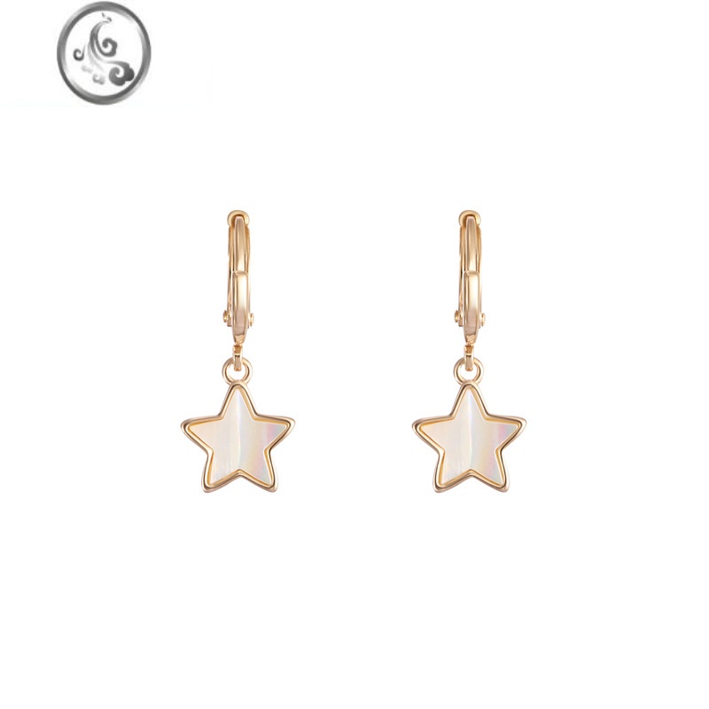 JiMi璀璨星月贝壳星星耳圈女气质韩国简约百搭显脸瘦的耳环
