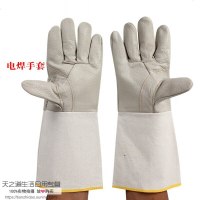 定制长款头层牛皮帆布袖电焊手套焊工焊接搬运手套