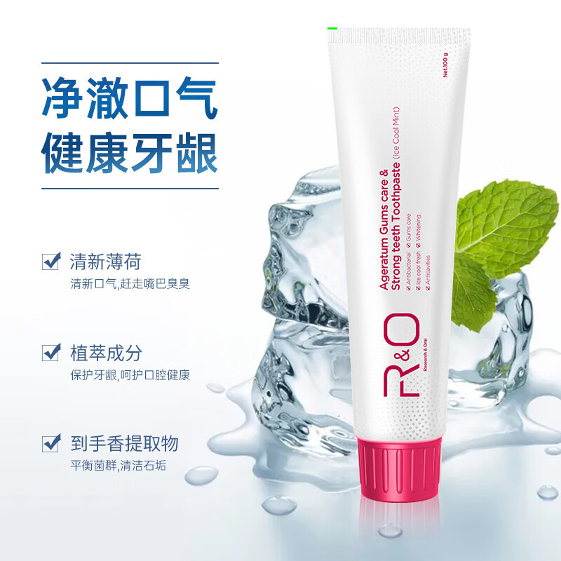 R&O薄荷冰爽呵护牙龈清新口腔牙膏100g*1支高清大图