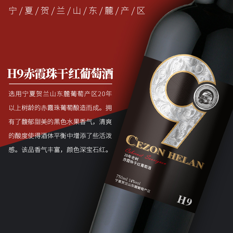 [精美礼盒]塞尚贺兰 宁夏红酒 20年老树赤霞珠干红葡萄酒礼盒装750mlx2瓶