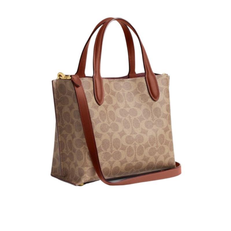 COACH 蔻驰(COACH)女士单肩包涂层帆布小牛皮手提斜挎包日常通勤百搭配