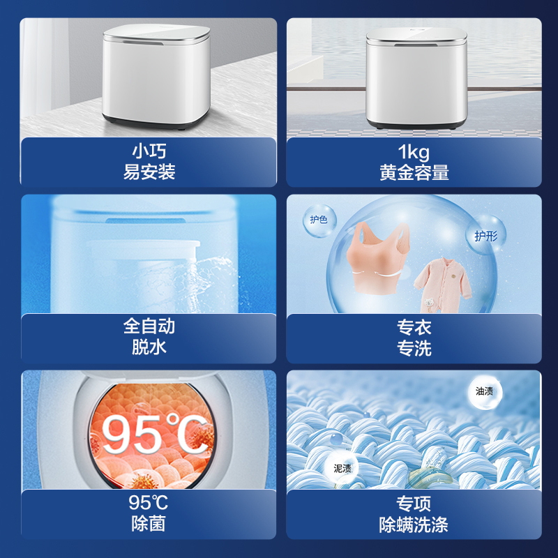松下(Panasonic) 1公斤小型全自动波轮迷你洗衣机除菌除螨内衣裤洗母婴洗儿童洗宠肌洗 XQB10-A100