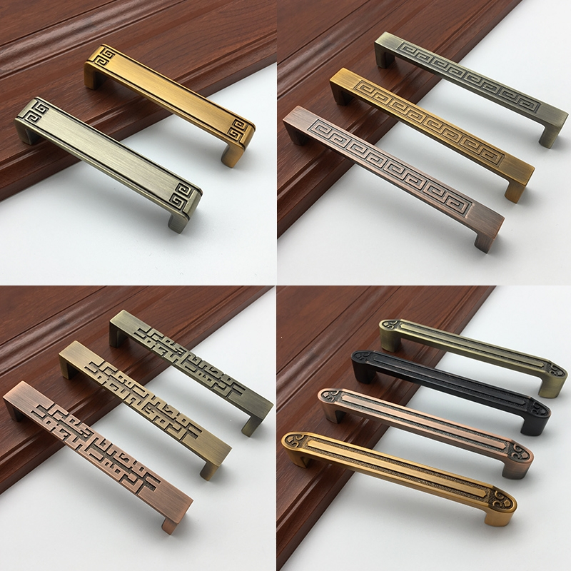闪电客中式拉手柜门新中式家具衣柜把手黄古铜拉手橱柜柜子抽屉仿古