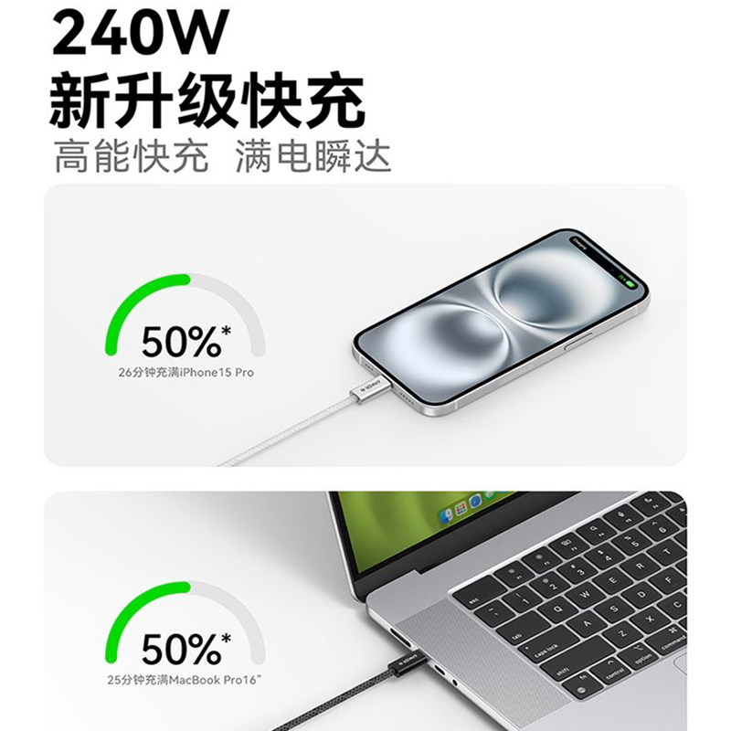 Anker安克240w编织数据线PD快充typec充电线套60w苹果16promax手机iPhone15适用安卓黑色高清大图