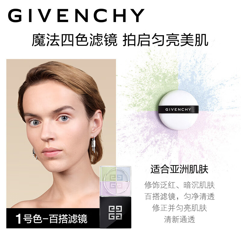 Givenchy纪梵希四宫格散粉蜜粉四色定妆散粉1号色(百搭滤镜)12g 轻盈无痕持妆控油明星四色散粉高清大图