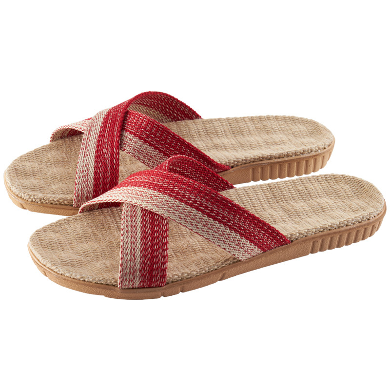 清仓男士亚麻拖鞋夏天室内女防滑厚底情侣家用居家木地板凉拖 a款咖啡