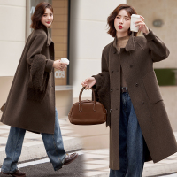 高级感羊毛羊绒大衣女秋冬季2024新款韩系小个子呢子加厚毛呢外套双面羊毛绒大衣女中长款2024秋冬新款加厚高端宽松羊毛呢 S 咖啡色