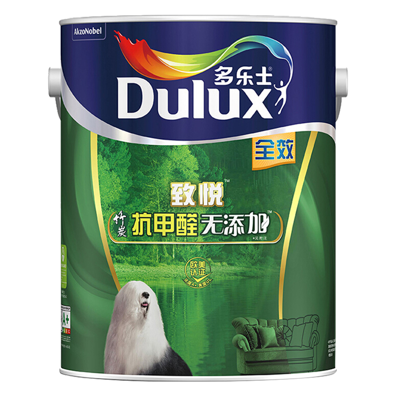 多乐士(Dulux)官方旗舰店致悦竹炭抗甲醛无添加全效乳胶漆内墙 油漆涂料 墙面漆A740 6L单桶