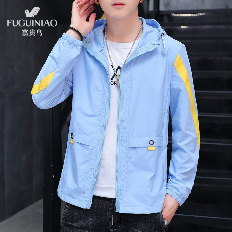 富贵鸟 防晒衣 情侣款 男 女 通用 2020 新款 夏季 超薄 透气 皮肤衣 休闲 连帽 夹克 户外 运动 外套 青年
