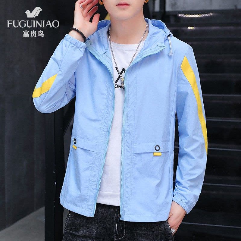 富贵鸟 防晒衣 情侣款 男 女 通用 2020 新款 夏季 超薄 透气 皮肤衣 休闲 连帽 夹克 户外 运动 外套 青年图片