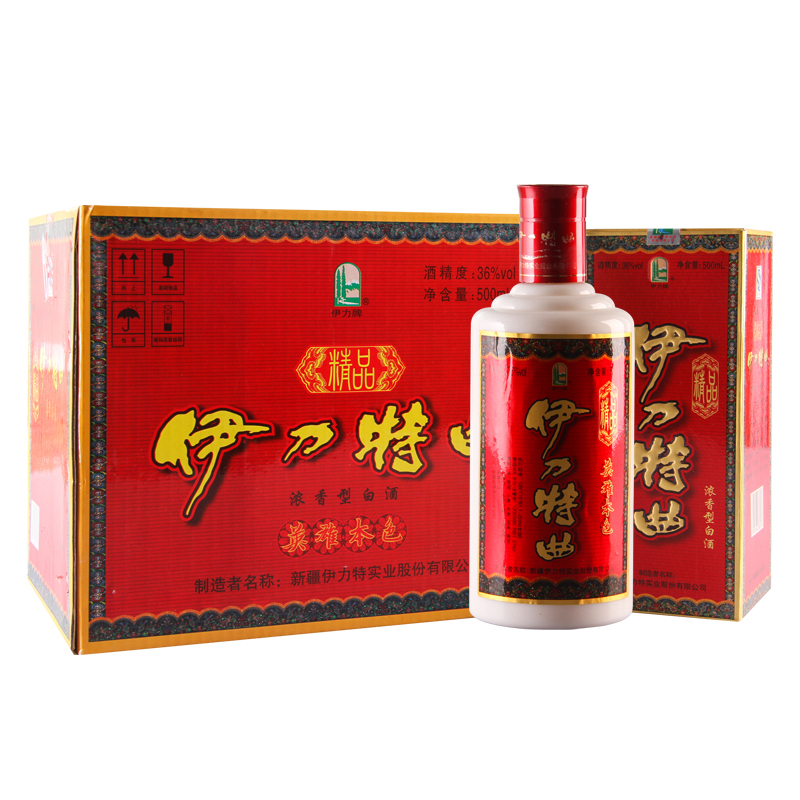 伊力特曲精品36度白酒500ml*6礼盒装浓香型 纯粮食酒宴请酒 新疆特产整箱装