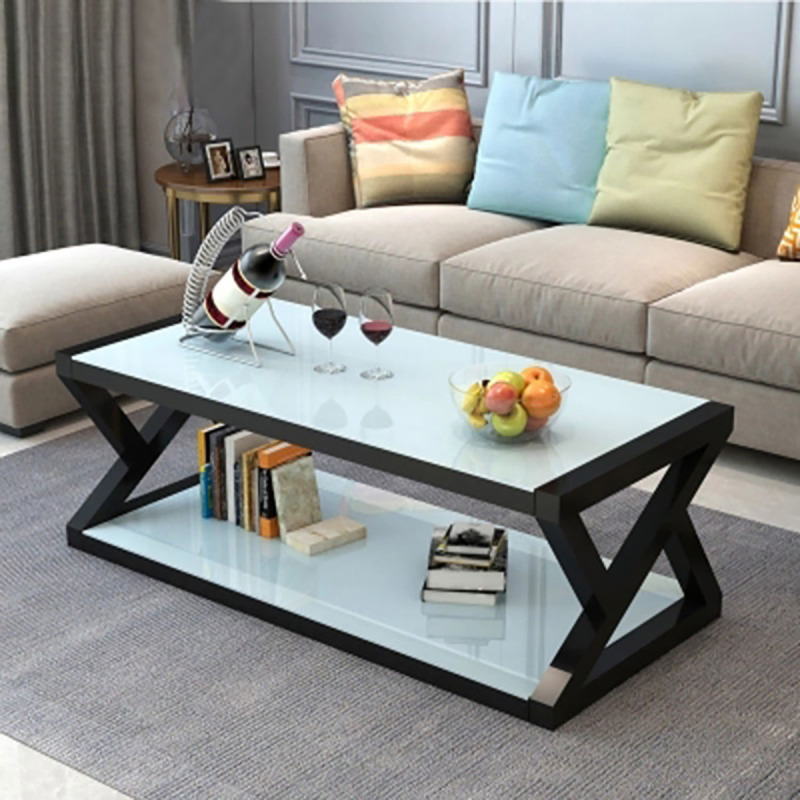 客厅钢化玻璃茶几办公室创意小户型简易方形茶几桌