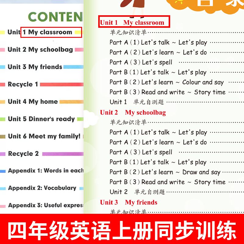 语文+数学同步训练 四年级下 [正版]四年级上册语文数学英语同步练习册训练人教一课一练计算题下册强化训练英语语法4年级试高清大图