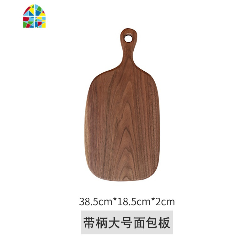 黑胡桃木砧板牛排托盘板披萨蛋糕板菜板案板水果全实木整木无拼接 FENGHOU 带柄大号异形菜板