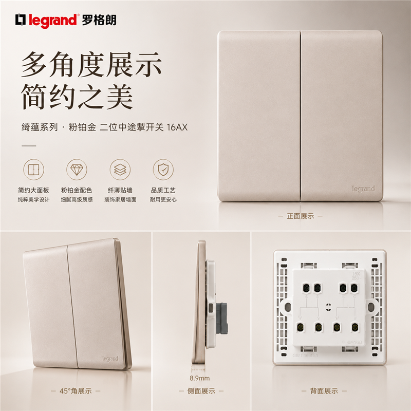 罗格朗/LEGRAND 二位多控开关 暗装 F6C/321B-C2 个高清大图