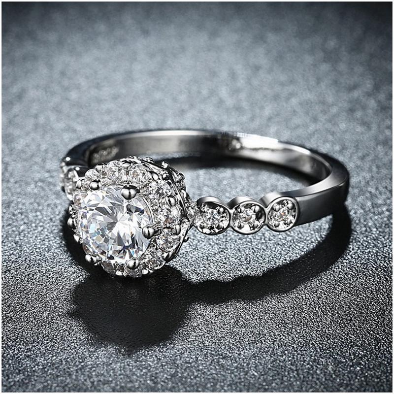 R839-CCouple Love Gold Rings铂金订婚戒指男女钻石情侣简约日韩送女朋友七夕情人节礼物