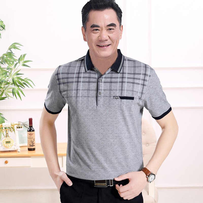 爸爸夏装4050岁中老年人男装衣服夏天冰丝polo衫中年男士短袖t恤lm