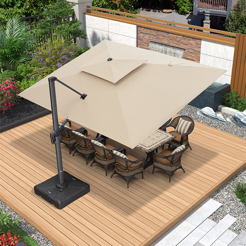 紫叶户外伞庭院伞花园别墅室外罗马伞太阳伞 sunbrella户外遮阳伞 3x4米【保10年不褪色500斤水箱】