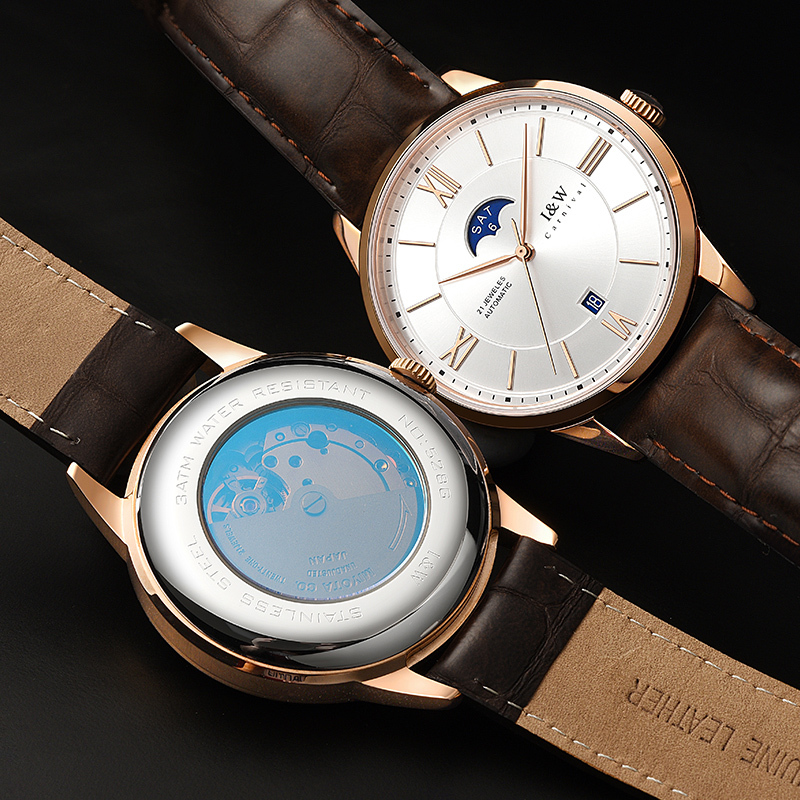 瑞士嘉年华(CARNIVAL)正品手表全自动机械表 男表休闲时尚皮带男士腕表进口机芯防水品牌复古腕表528G高清大图