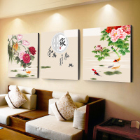 舒厅 沙发背景墙挂画客厅装饰画新中式餐厅现代简约三联画墙画欧式壁画 家和万事兴02-油画布面（40*40cm）