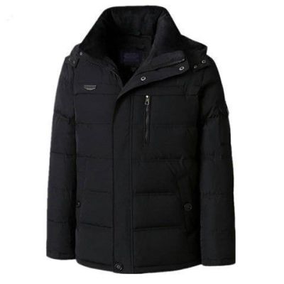 中老年棉服男短款加厚保暖宽松大码防风防水爸爸时尚外套 黑色短款（不带马甲）加厚款 XL135斤左右