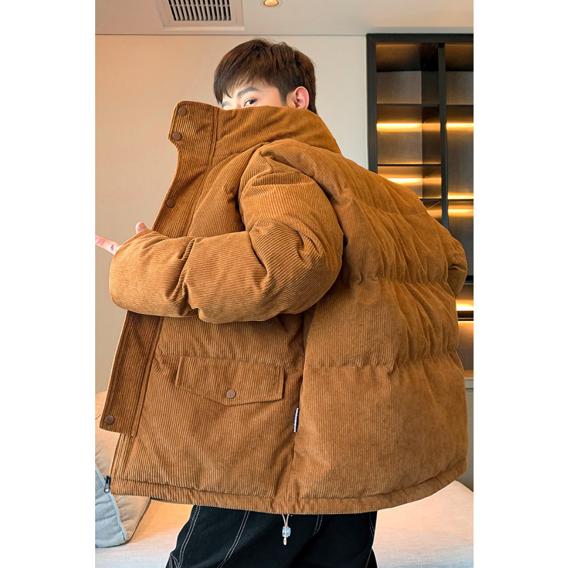 南极人灯芯绒棉衣男士外套秋冬季短款立领咖色潮棉袄冬款羽绒棉服