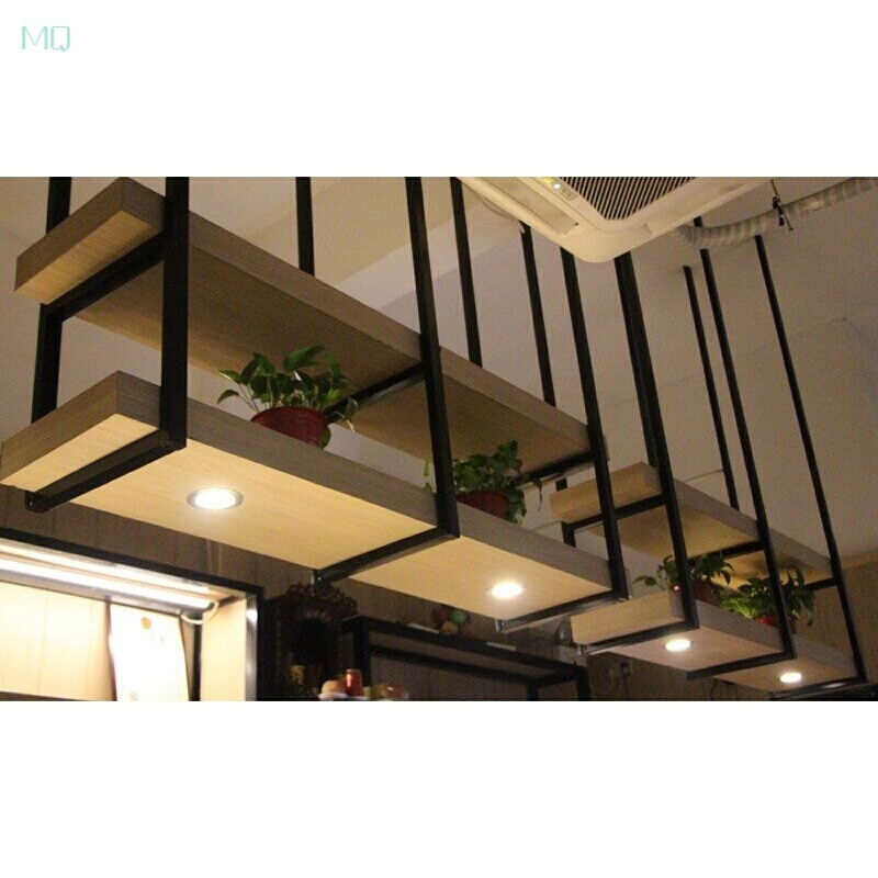 前台柜吧台酒柜置物架工业风铁艺柜悬挂收纳层架酒吧架实木