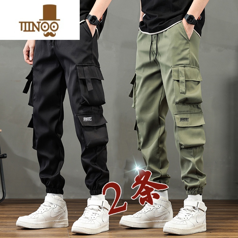 YANXU薄款裤子男宽松百搭潮流休闲裤潮牌工装裤九分束脚裤高清大图