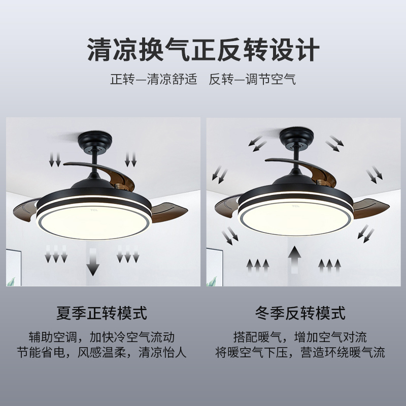 tcl灯吊扇灯具现代简约客厅餐厅家用吸顶带灯 风扇