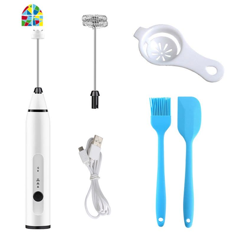 打蛋器无线充电USB电动家用小型自动手持奶油打发机烘焙工具 FENGHOU 白色+刷子刮刀图片