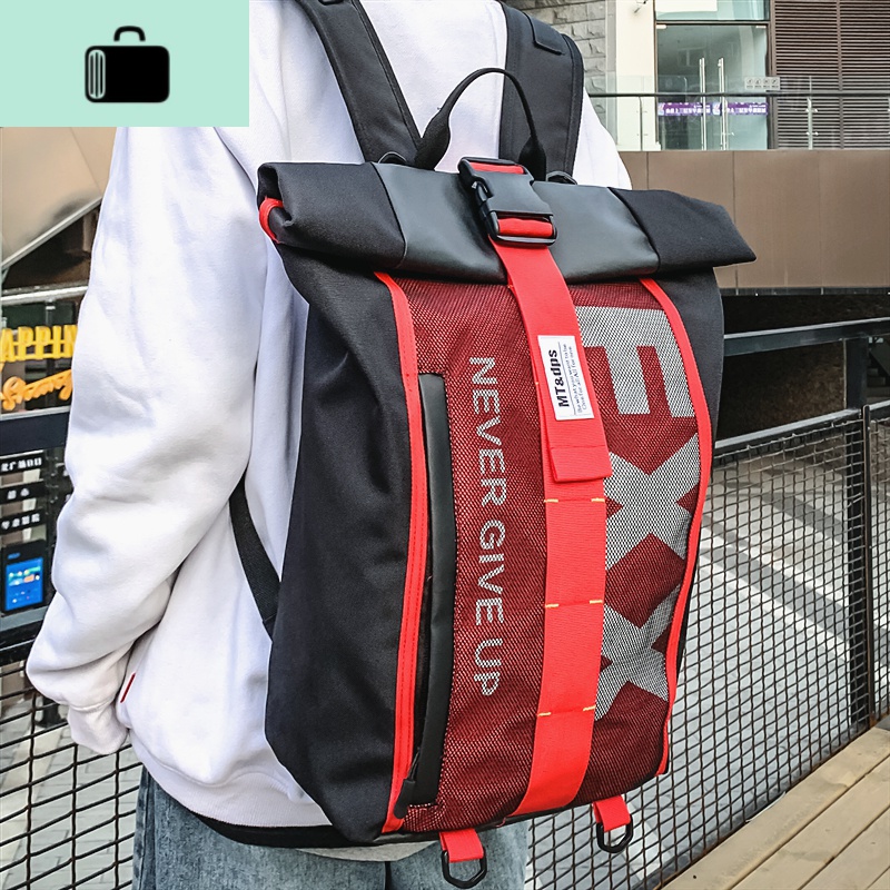 书包男韩版时尚潮流旅行背包男士高中生大学生潮牌大容量双肩包女NEWLAKE高清大图