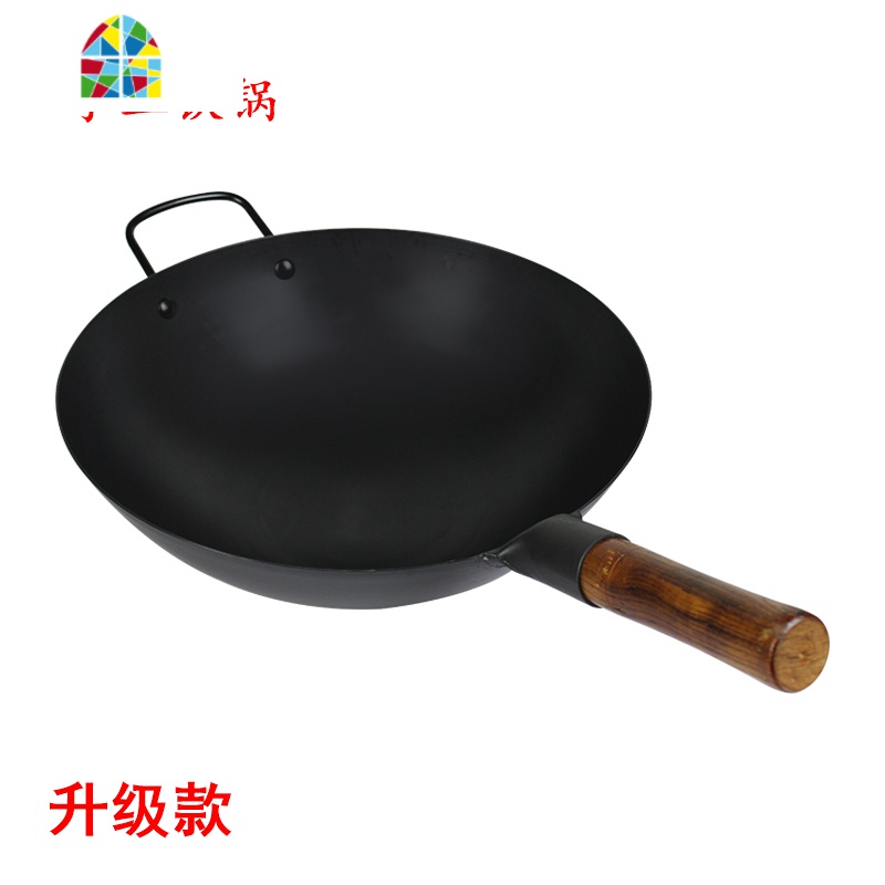 章丘精铁锅手工炒锅传统精铁锅家用老式涂层锅燃气灶适用炒菜锅 FENGHOU 老精铁锅32cm升级款(免开锅)耳高清大图