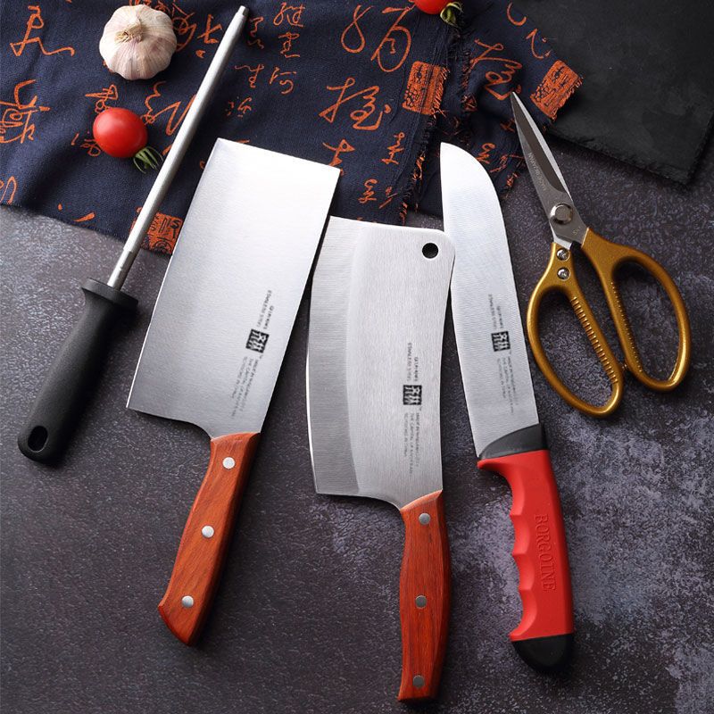 齐林菜刀快手同款骨切片刀切肉刀齐小涛财刀厨房麒麟刀文武双刀剪刀